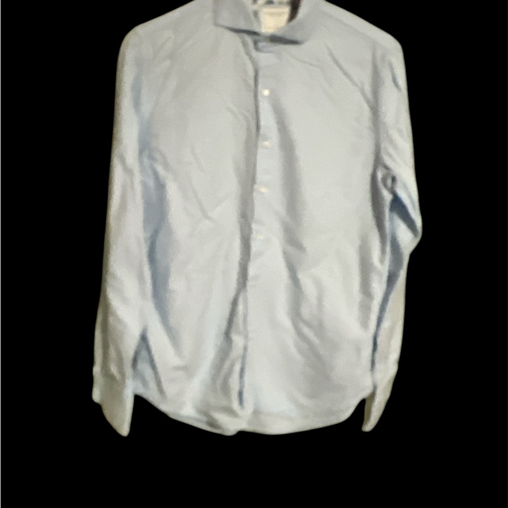 Denim & Flower Blue Dress Shirt Elegant Design